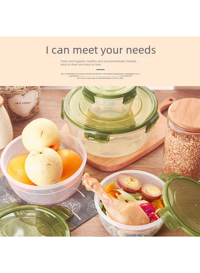 Round Crisper Plastic Microwave Oven Sealed Box Heating With Lid Fruit Bento Lunch Box Special Refrigerator Food Box-Specifications:Large-1300ml Red (2332)  - Image 2