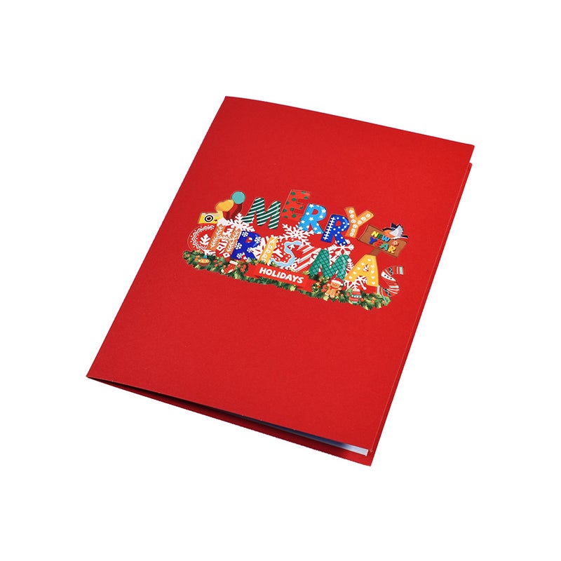 New Creative 3D Greeting Card Holiday Greetings Handmade Card Color Printed Christmas Lettering - Image 4