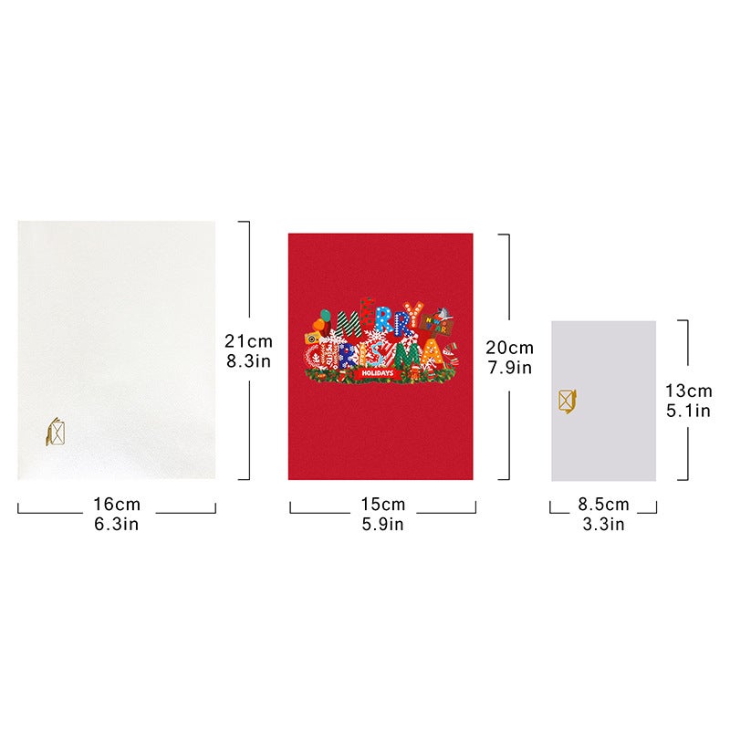 New Creative 3D Greeting Card Holiday Greetings Handmade Card Color Printed Christmas Lettering - Image 5