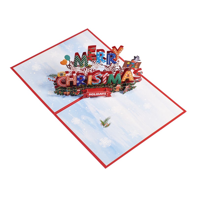 New Creative 3D Greeting Card Holiday Greetings Handmade Card Color Printed Christmas Lettering - Image 3