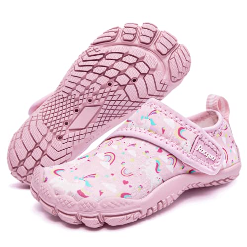 Racqua Toddler Girls Slip-On Kids Water Shoes Quick Dry Barefoot Swim Beach Aqua Shoes Water Park Outdoor Sport Shoes Cute Toddler Pink Unicorn 8 - Image 1