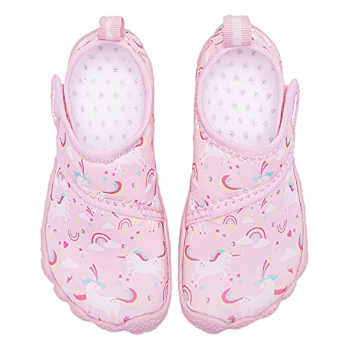 Racqua Toddler Girls Slip-On Kids Water Shoes Quick Dry Barefoot Swim Beach Aqua Shoes Water Park Outdoor Sport Shoes Cute Toddler Pink Unicorn 8 - Image 4