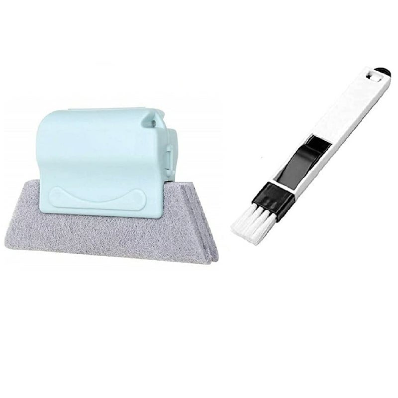 KhuHap Cleaning Combo of Window Groove Frame Cleaning Brush or Door Track Cleaning Brushes with Mini Dustpan Edge Dust Cleaner Tool for All Corners Edges and Gaps Random Color Pack of 2