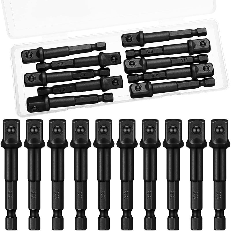 Impact Adapter Square Socket for Drills Extension Driver Bits Hex Impact Socket Adapter for Automotive DIY38 Inch Square TipBlack