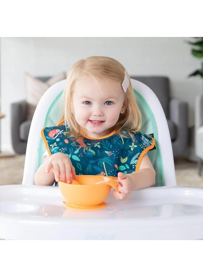 Bumkins Bibs for Girl or Boy, SuperBib Baby and Toddler for 6-24 Months, Essential Must Have for Eating, Feeding, Baby Led Weaning Supplies, Mess Saving Catch Food, Waterproof Fabric 3-pk Jungle - Image 2