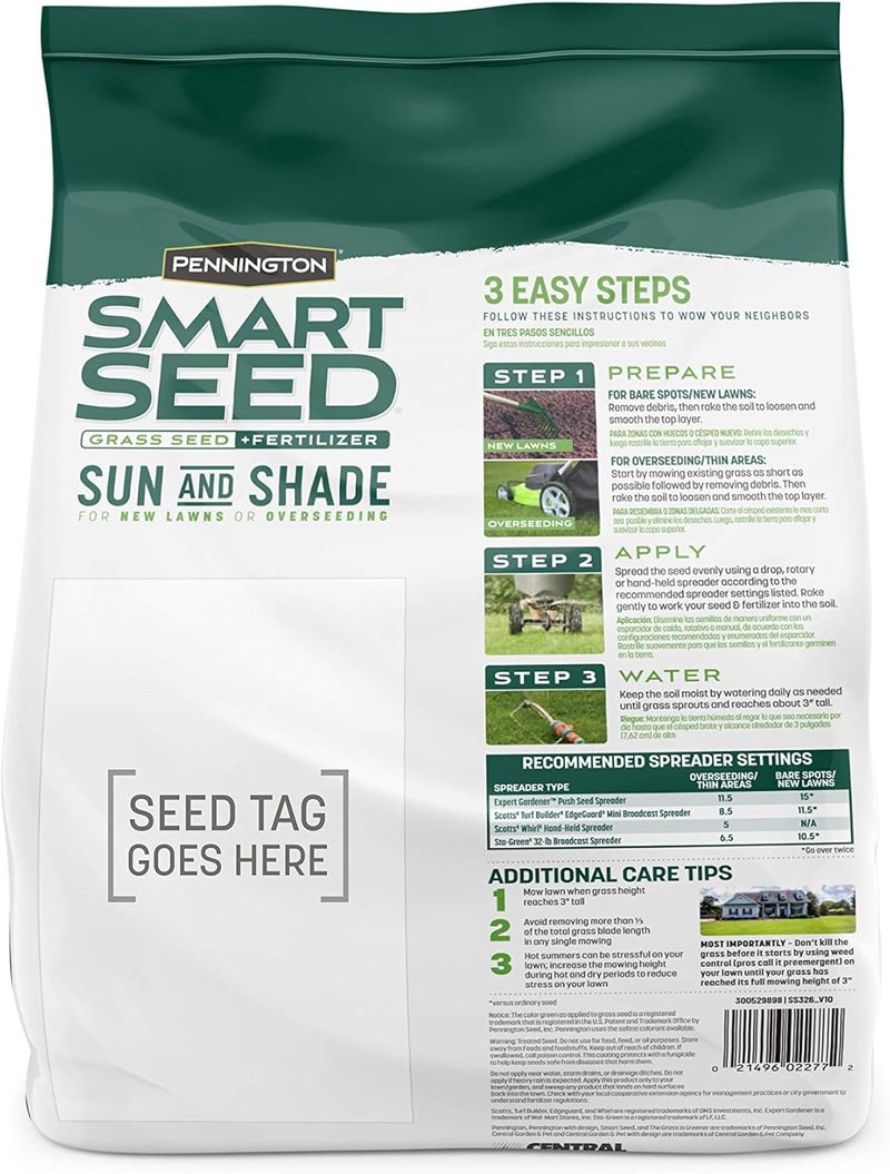 Pennington 100543718 Smart Seed Sun and Shade Grass Mix 3 lb, Black Label - Image 2