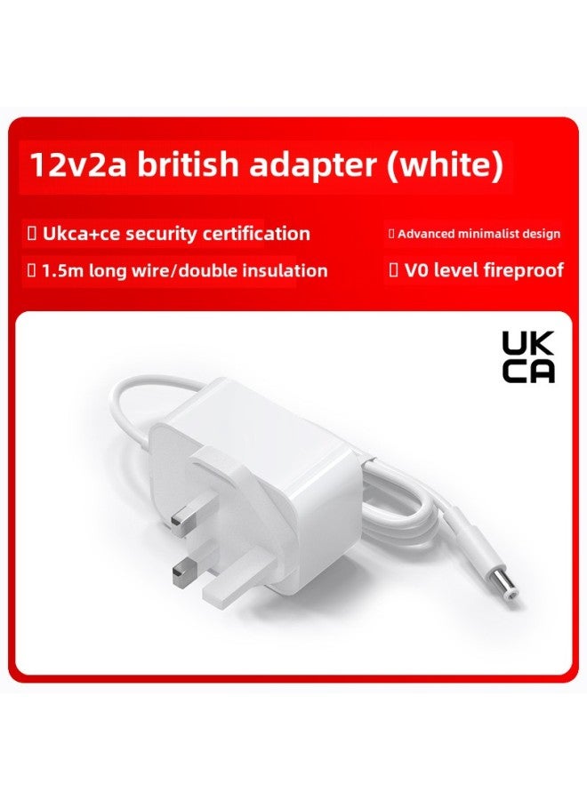 Hong Kong Version British 12v2a Power Adapter Hong Kong UK Ukca/ce Certification 24v1a Router Adapter-Color:12v2a British Standard (hong Kong, Uk) White-Specifications:Dc Head 5.5*2.1mm - Image 1