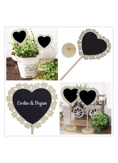 KASTWAVE 15 Pcs Mini Portable Wooden Blackboard, Small Chalkboard Signs Love Heart Shape Food Signs for Wedding, Birthday Parties, Table Numbers and Special Event Decoration  - Image 2