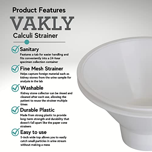 Vakly Calculi Strainer - Kidney Stone Collector Funnel with Mesh Screen Filters for Straining Urine and Pee for Analysis Testing (2 Pack) - Image 2