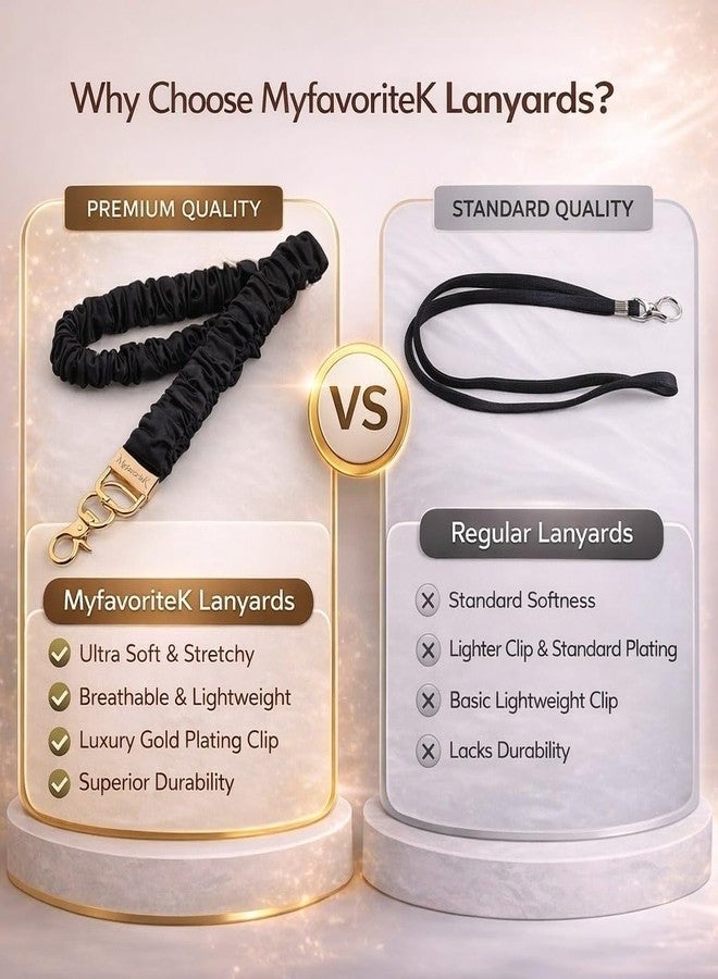 حبل تعليق أنيق من MyfavoriteK لبطاقات الهوية، حبل تعليق مرن لطيف للمفاتيح، حامل سلسلة مفاتيح قابل للسحب (أسود) - Image 4