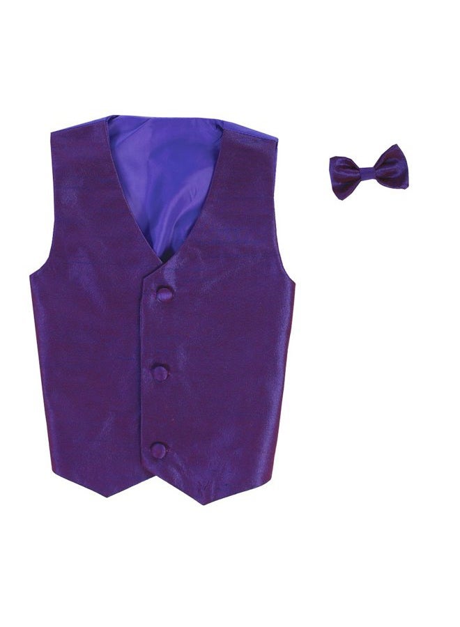 Lito Vest and Clip On Bowtie set - Multiple Colors - Baby Infant Toddler Boys Tween Sizes, Purple, 12-14 - Image 1
