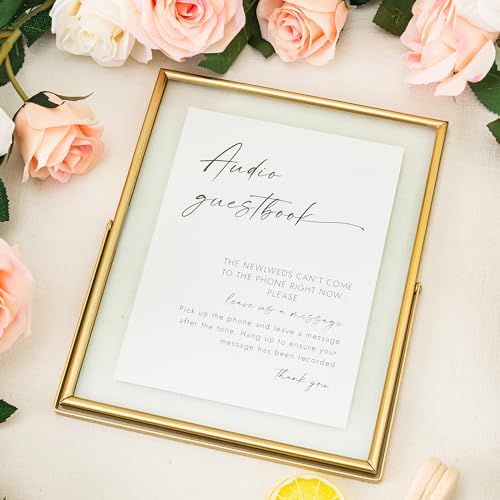 Calculs Gold Glass Picture Floating Frames 10x8 inches for Party Table Decoration Sign Wedding Inspo Audio Guest Book Welcome Sign Holder for Photobooth - Image 2