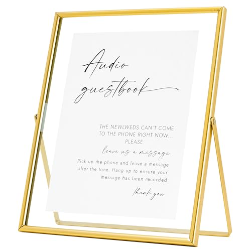 Calculs Gold Glass Picture Floating Frames 10x8 inches for Party Table Decoration Sign Wedding Inspo Audio Guest Book Welcome Sign Holder for Photobooth - Image 1