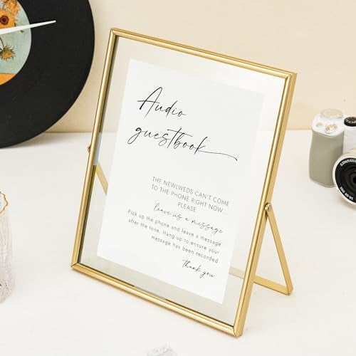 Calculs Gold Glass Picture Floating Frames 10x8 inches for Party Table Decoration Sign Wedding Inspo Audio Guest Book Welcome Sign Holder for Photobooth - Image 5
