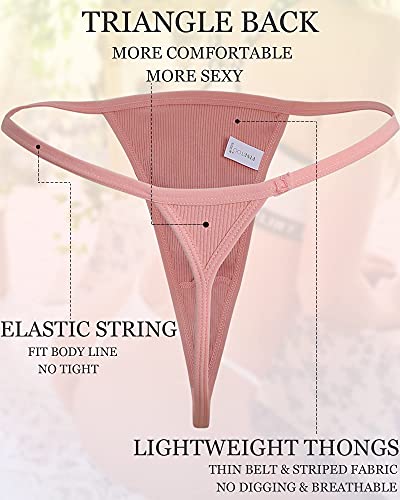 FINETOO 10 Pack G-String Thongs for Women Cotton Panties Stretch T-back Tangas Low Rise Hipster Underwear Sexy S-XL - Image 2