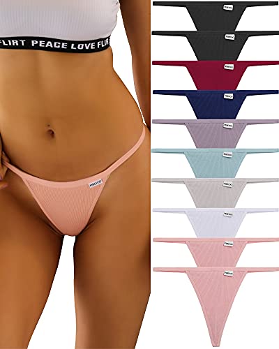 FINETOO 10 Pack G-String Thongs for Women Cotton Panties Stretch T-back Tangas Low Rise Hipster Underwear Sexy S-XL - Image 4