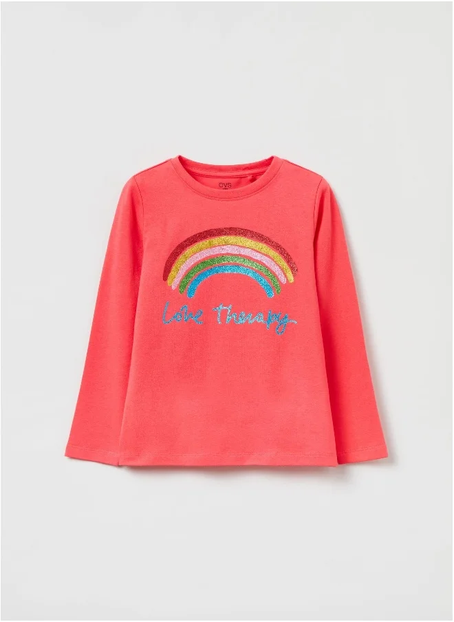 او في اس Ovs Girls Rainbow Therapy Print Long Sleeve T-Shirt