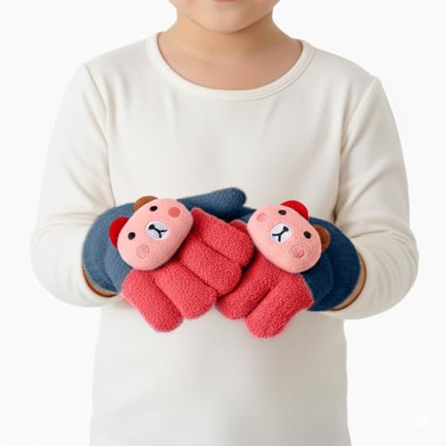 SOLDTRUE Baby Winter Gloves for 1-7 Years | Cute Teddy Bear Design Full Finger Knitted Hand Gloves | Warm, Windproof, Flexible, Gift for Kids (Blue) - Image 5