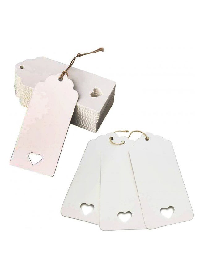 200-Pieces Craft Paper Gift Tags With Natural Jute Twine White/Brown - Image 2