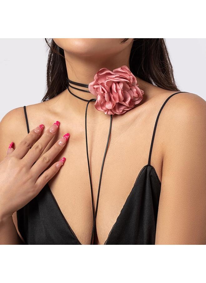 Generic European And American Jewelry Fashion Retro French Style Big Flower Chocker Necklace Tassel Neck Chain For Women 