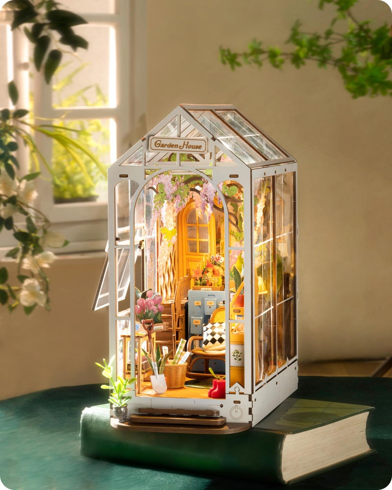 Rolife DIY Book Nook Kit Garden House DIY Miniature Booknook Kit 3D Creative Decorative Bookend Bookshelf Insert 3D Puzzle for Adults HalloweenChristmas DecorationsGifts for Adults Garden House - Image 2