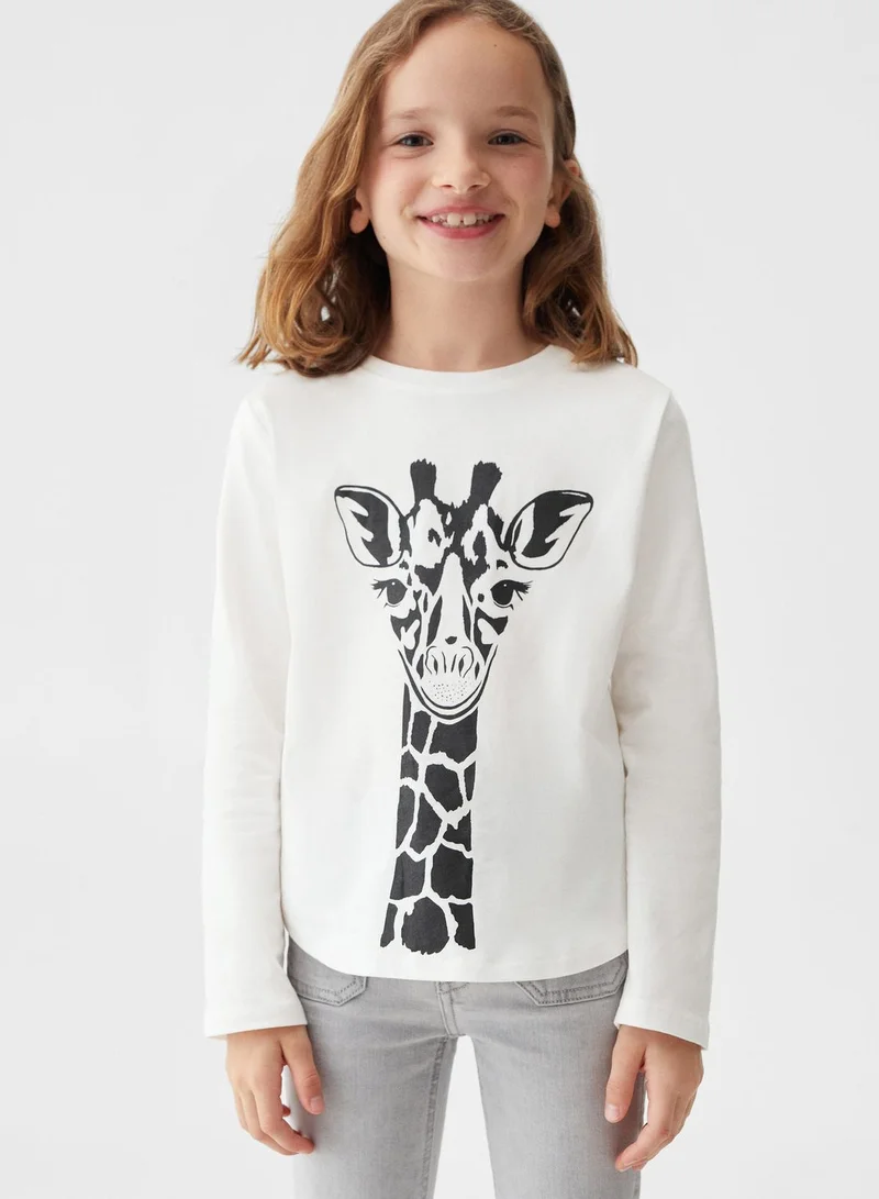 MANGO Kids Giraffe Print T-Shirt