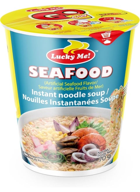 Lucky Me! Seafood Flavor Noodle Soup Cup, 70 gm