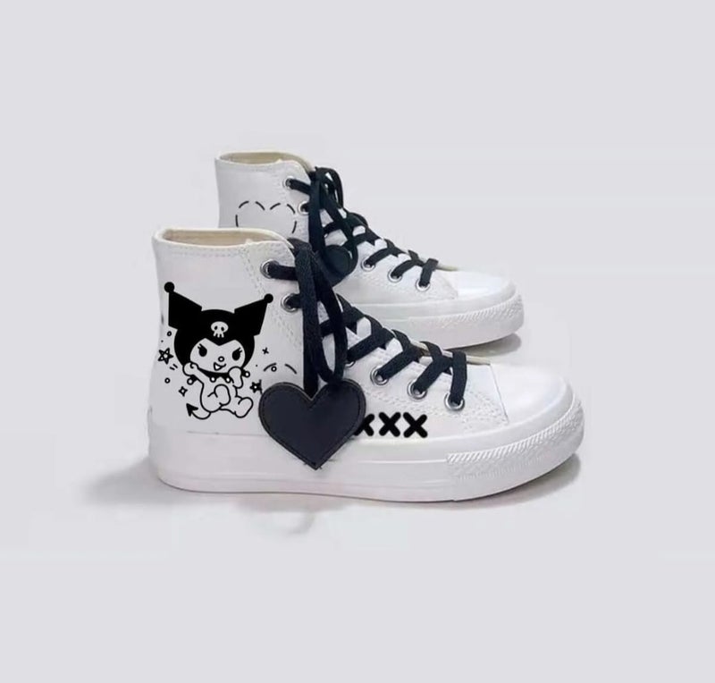 Amazoon Desing Amazon Design Black Kuromi Printed Heart Detail Children's Linen Shoes Shoes  - Image 2