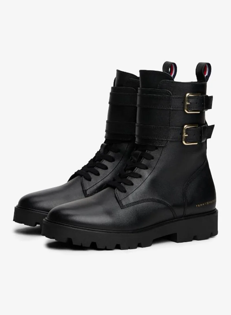 TOMMY HILFIGER Leather Biker Laceup Boots