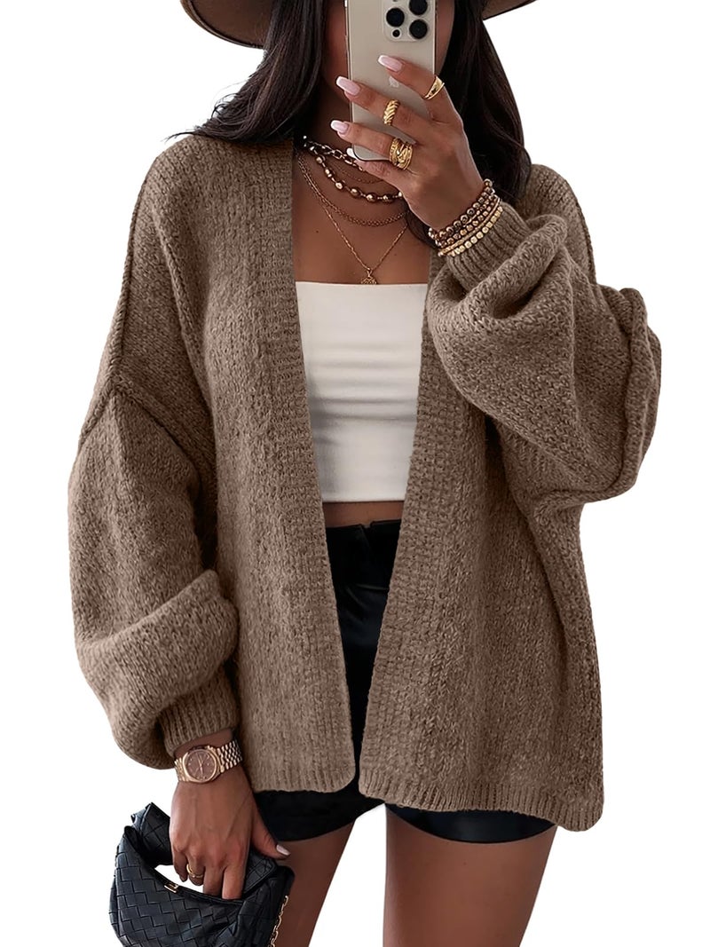 LILLUSORY Chunky Cardigan Sweaters for Women Oversized Long Trendy Early Fall Outfits Fashion Cozy 2026 Winter Clothing Nutmeg S - Image 1