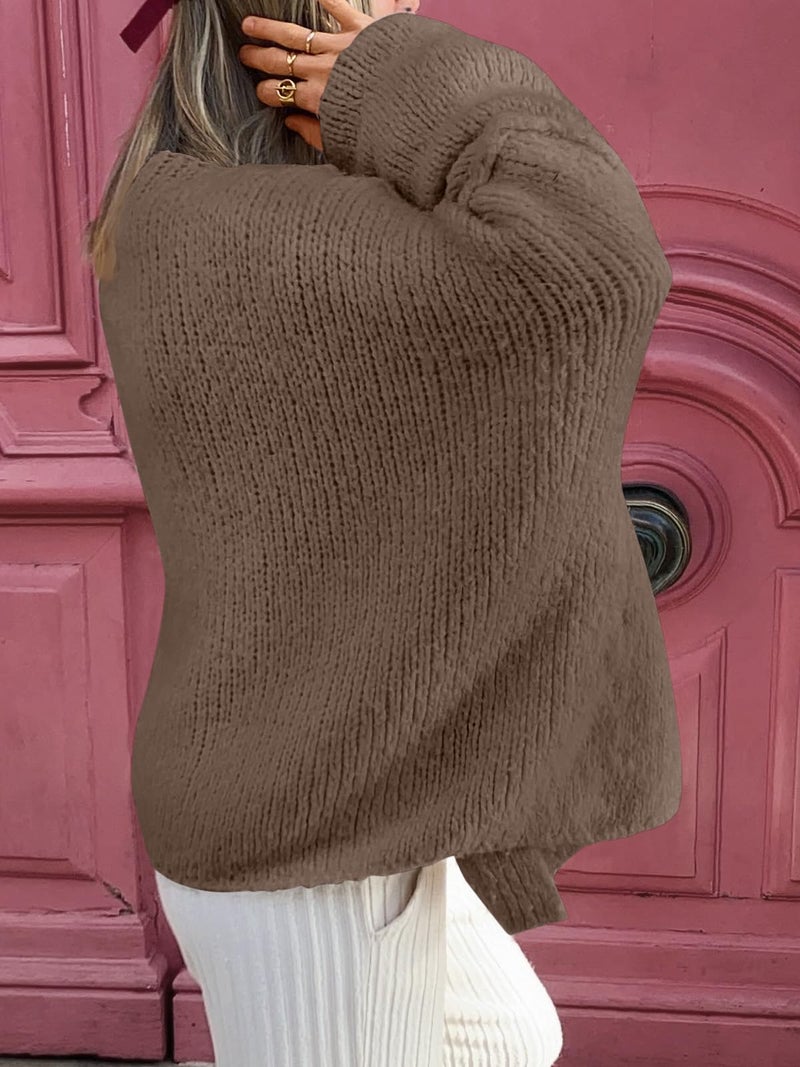 LILLUSORY Chunky Cardigan Sweaters for Women Oversized Long Trendy Early Fall Outfits Fashion Cozy 2026 Winter Clothing Nutmeg S - Image 4