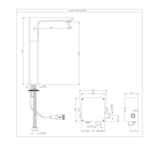 JAQUAR KUBIX Prime Series Table Mounted Tall Boy Sensor Basin Mixer (Hot & Cold), Chrome | Battery/DC Operated, Pre-Mix Water Supply Kit | Faucet for Home/Commercial | SNR-CHR-35017PM - Image 4