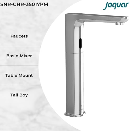 JAQUAR KUBIX Prime Series Table Mounted Tall Boy Sensor Basin Mixer (Hot & Cold), Chrome | Battery/DC Operated, Pre-Mix Water Supply Kit | Faucet for Home/Commercial | SNR-CHR-35017PM - Image 2