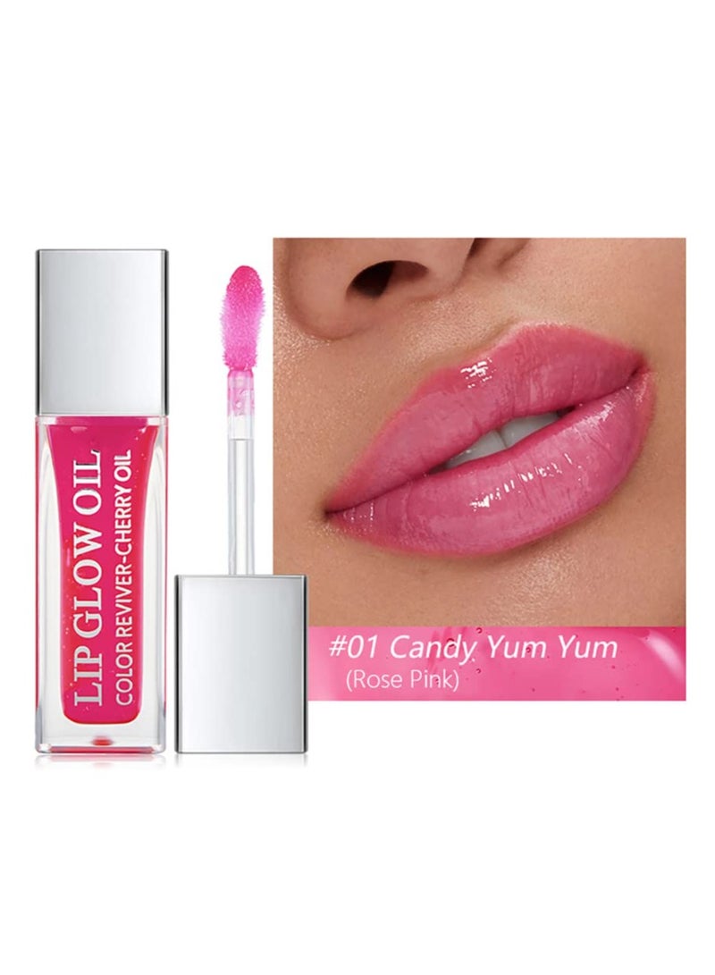 SYOSI Plumping Lip Oil Hydrating Lip Gloss Tinted Lip Balm Lip Care Transparent Toot Lip Oil Long Lasting Nourishing Lip Glow Oil Non Sticky Big Brush Head Glitter Shine Primer Lip Tint  - Image 2