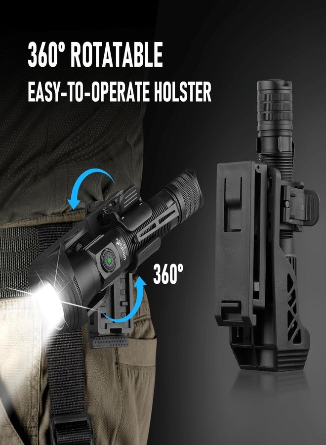 ULTRAFIRE Tactical EDC Flashlight with Holster,1350 High Lumens Rechargeable Police Flashlight with Belt Holder,Zoomable LED Flashlights for Emergency,Law Enforcement Torch E5 - Image 3