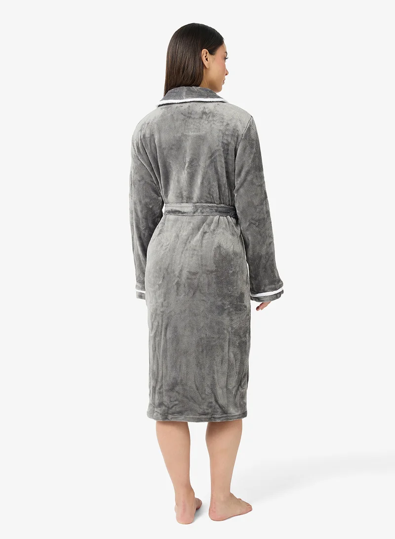 Ginger Plush Robe with Contrast Trim