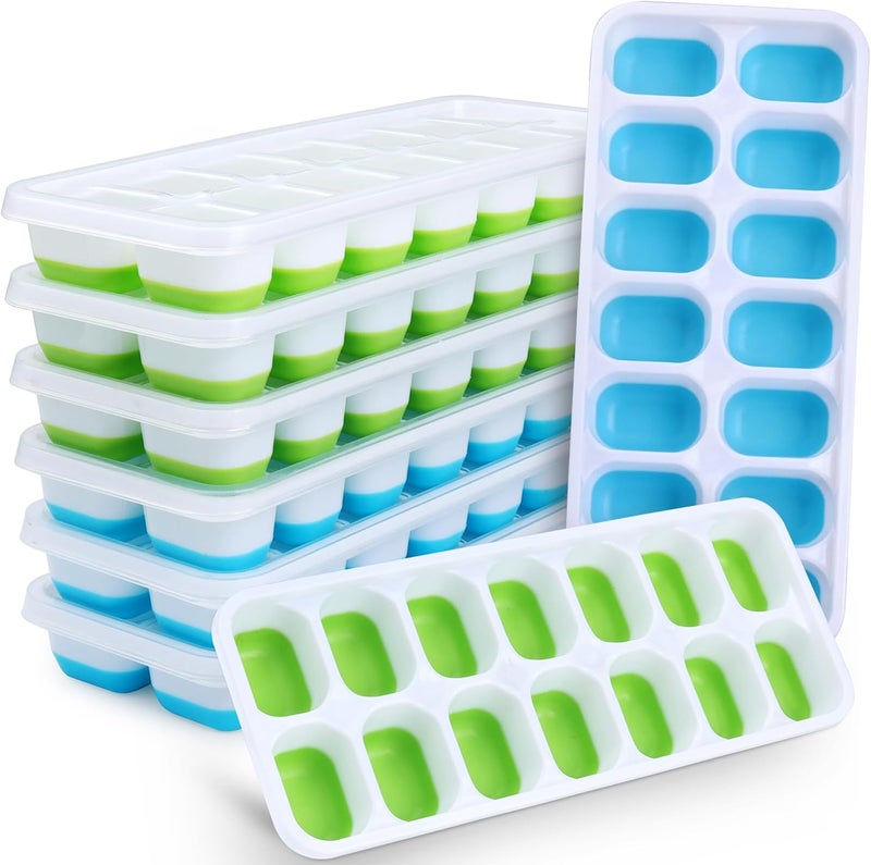 Jrisbo Silicone Ice Cube Tray with Lid, BPA-Free, Pack of 8 Ice Cube Trays, Stackable & LFGB Certified, Safe Healthy Ice Cube Mould for Baby Porridge, Cocktail, Whiskey, Coffee - Image 1
