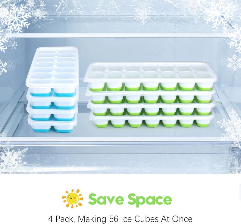 Jrisbo Silicone Ice Cube Tray with Lid, BPA-Free, Pack of 8 Ice Cube Trays, Stackable & LFGB Certified, Safe Healthy Ice Cube Mould for Baby Porridge, Cocktail, Whiskey, Coffee - Image 5