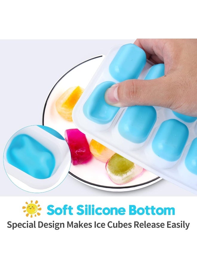 Jrisbo Silicone Ice Cube Tray with Lid, BPA-Free, Pack of 8 Ice Cube Trays, Stackable & LFGB Certified, Safe Healthy Ice Cube Mould for Baby Porridge, Cocktail, Whiskey, Coffee - Image 4