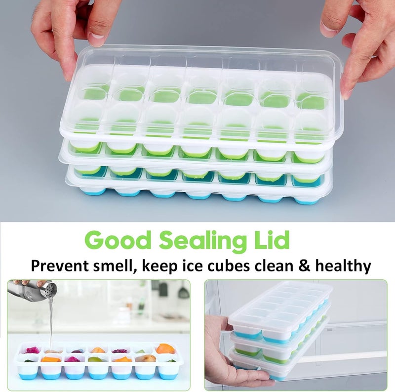 Jrisbo Silicone Ice Cube Tray with Lid, BPA-Free, Pack of 8 Ice Cube Trays, Stackable & LFGB Certified, Safe Healthy Ice Cube Mould for Baby Porridge, Cocktail, Whiskey, Coffee - Image 2