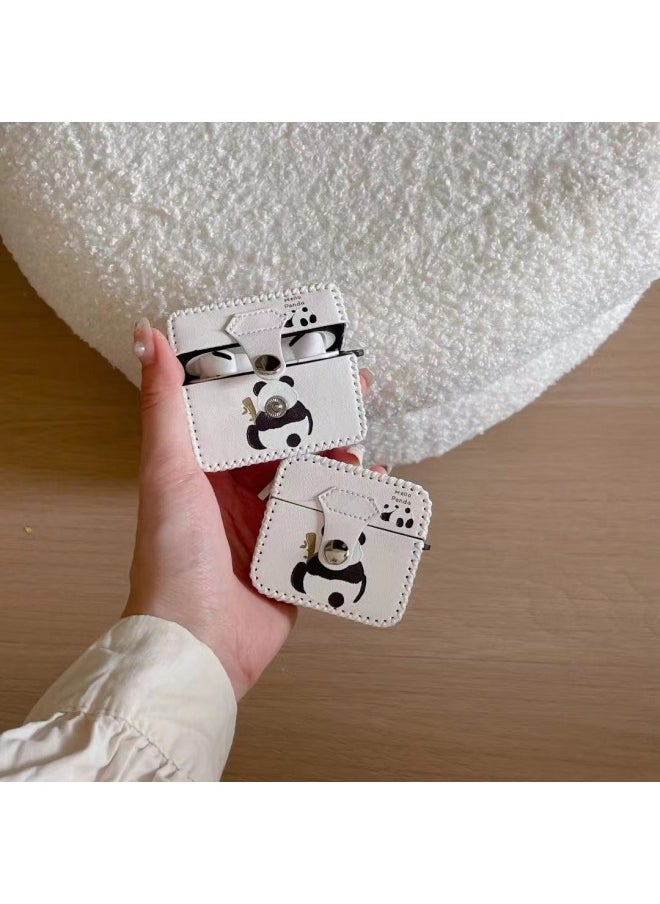 Generic - Suitable For AirPods 4 Headphone Case Cartoon All-inclusive Leather Case For Apple1/2 Generation Pro2 Bluetooth Protective Case One-piece Case-Color:One-piece Leather Case-panda-Model:Airpods Pro2 (protective Sleeve) - Image 1