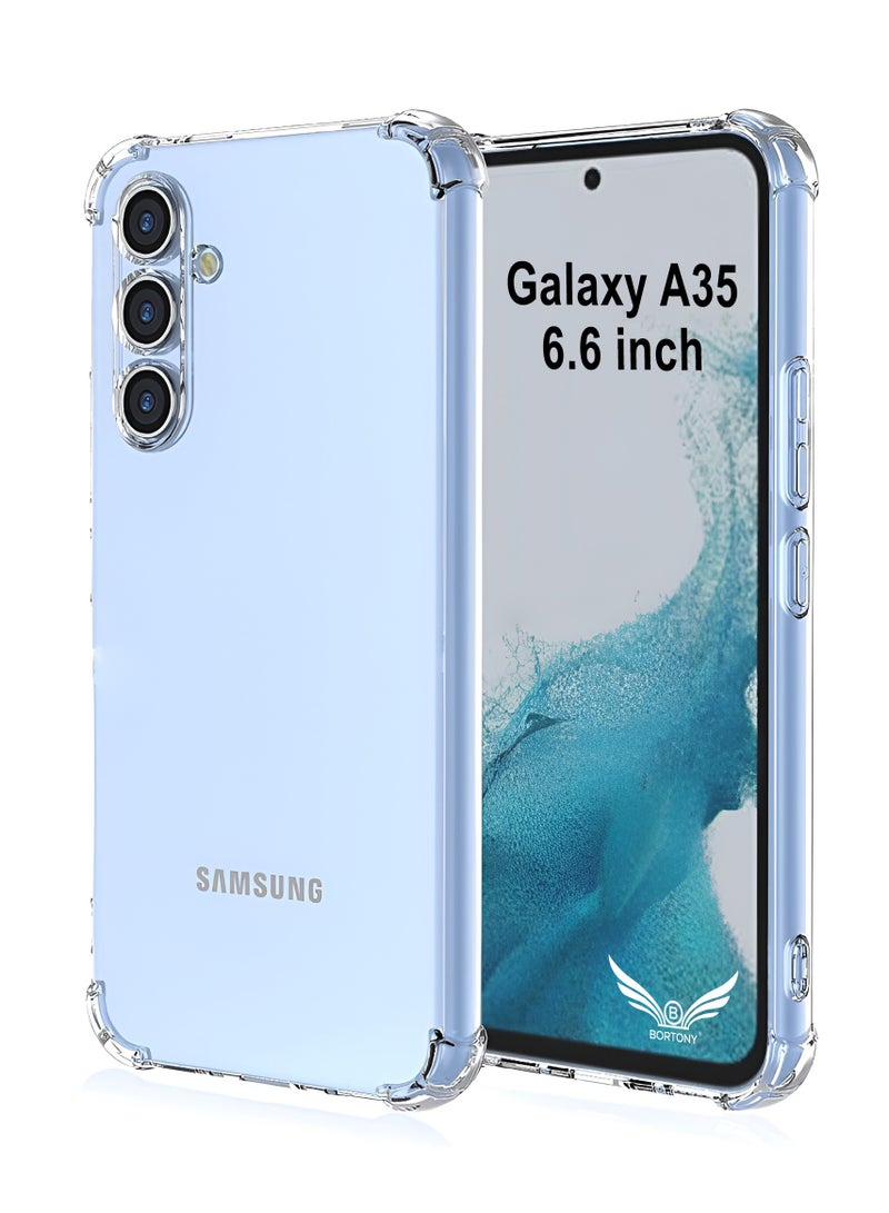 BORTONY Samsung Galaxy A35 Case Crystal Clear Flexible Cover for Galaxy A35 Slim Thin Non-Yellowing Soft TPU Bumper Protective Phone Case Cover for Samsung Galaxy A35 6.6 inch - Image 1
