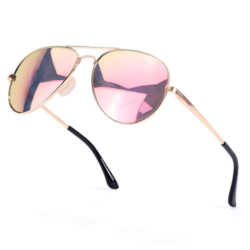 SIPHEW Womens Aviator Polarized Sunglasses - Oversized Mirrored Double Bridge Sunglasses w UV Protection for Women/Men - Image 1