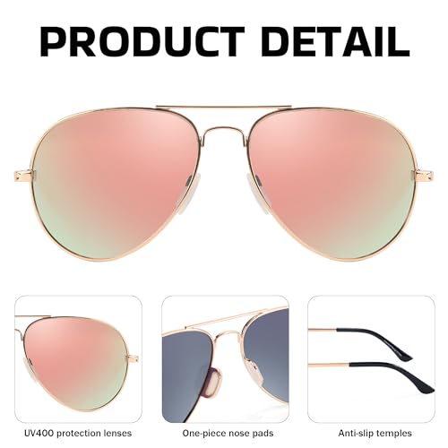 SIPHEW Womens Aviator Polarized Sunglasses - Oversized Mirrored Double Bridge Sunglasses w UV Protection for Women/Men - Image 5
