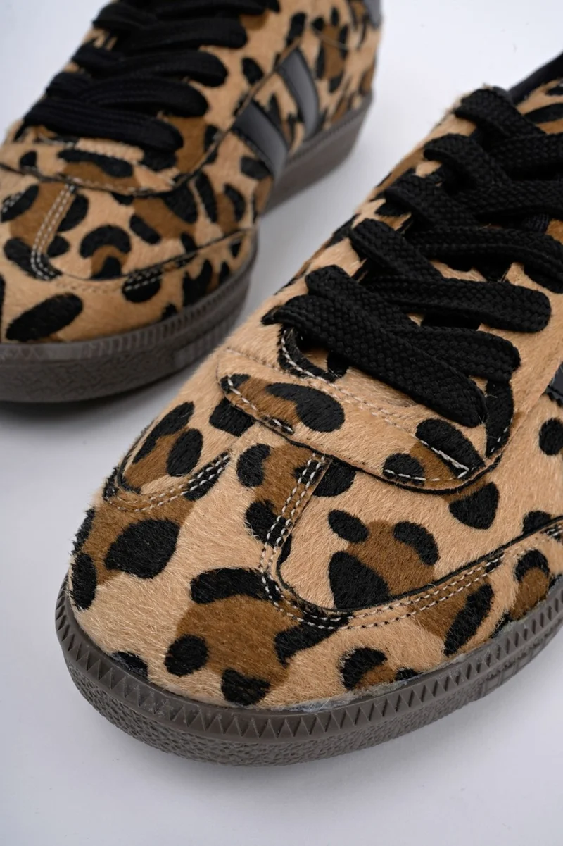 muggo Leopard Guaranteed Women's Orthopedic Casual Lace-Up Walking Leopard Patterned Sneaker Sports Shoes