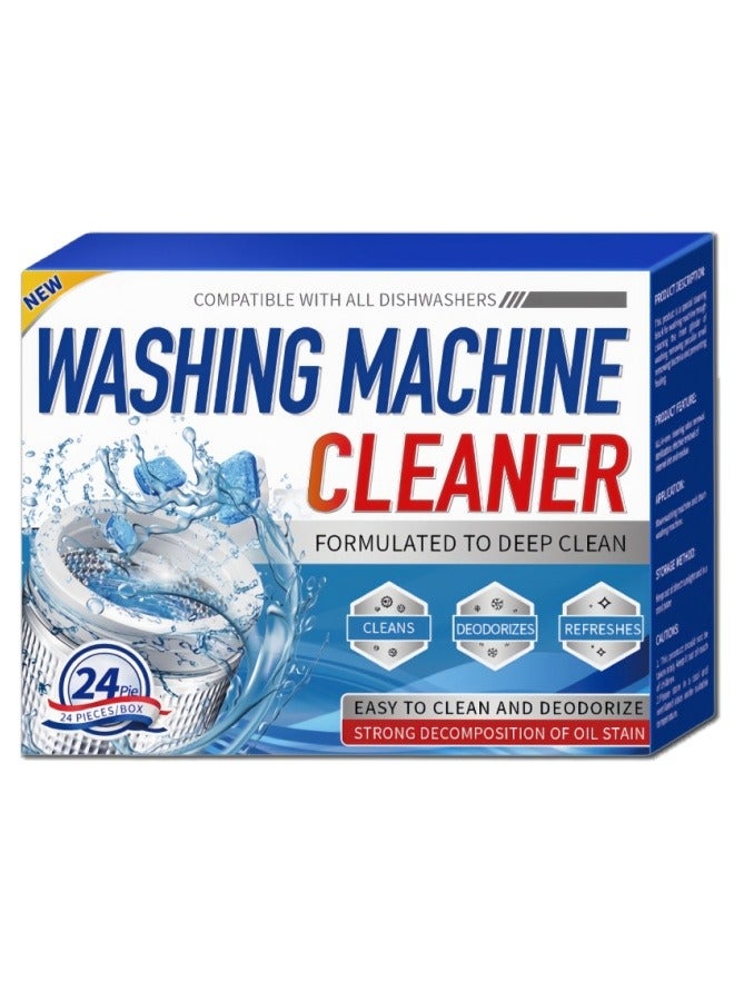 24 Pcs Washing Machine Cleaner Tablets,Washing machine cleaning effervescent tablets，Deep Clean Front Loader & Top Load Washer, 24 Pcs Professional Grade Washer Machine Cleaner Deodorizer for Removing Build-up，Sufficient for 1 year - Image 1