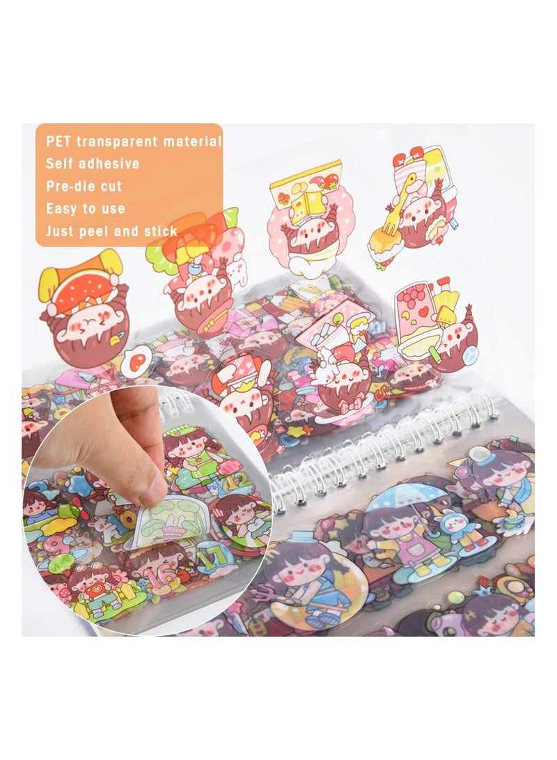 Excefore Cute Cartoon Girls Decorative Stickers Set, 420 PCS/30 Sheets Kawaii Rabbit PET Transparent Scrapbooking Sticker Release Paper Book for Bullet Junk Journal Album Planners Handbook Calendar Diary - Image 3