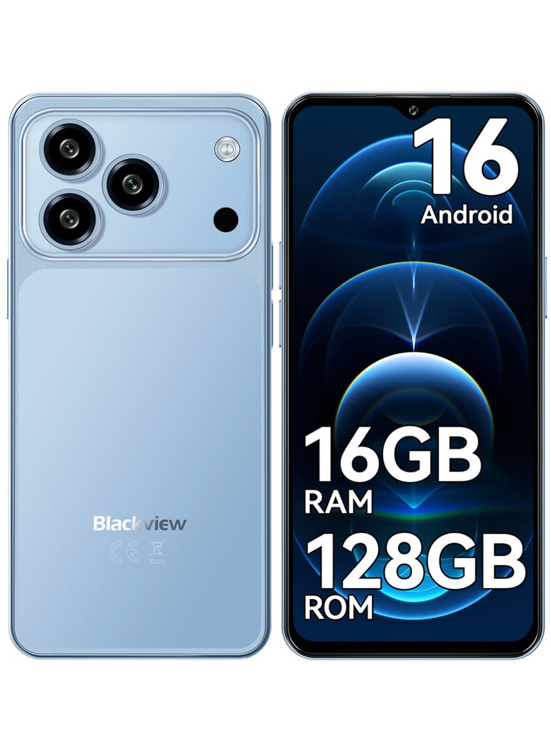 Blackview Wave 7C Blue Dual SIM 4G Smartphone 4GB RAM 128GB Storage 6.56 Inch HD+ Display 5000mAh Big Battery 32MP AI Camera Android 16 Unlocked face Mobile - Image 1
