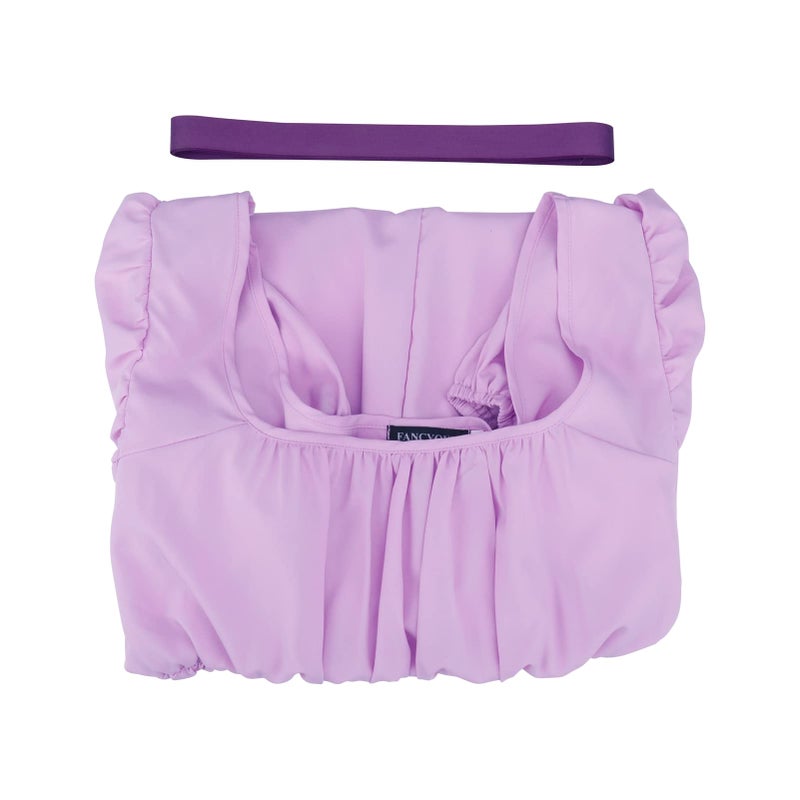 HEQU Regency Dresses for Women with Satin Sash Ruffle Empire Waist Dress Gown (L, Light Purple) - Image 5