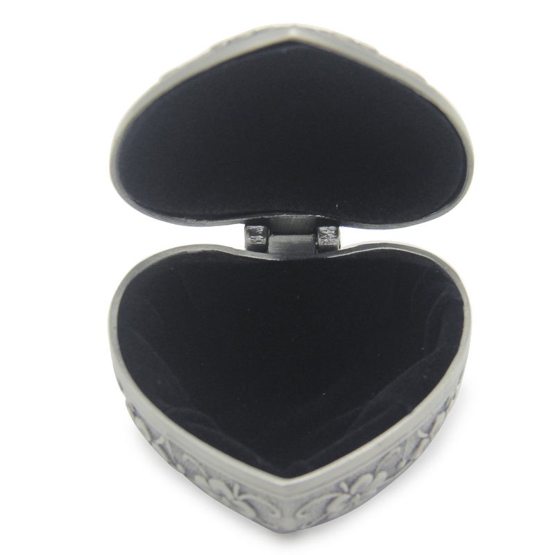 AVESON Classic Vintage Antique Heart Shape Jewelry Box Ring Small Trinket Storage Organizer Chest Christmas Gift, Silver - Image 5